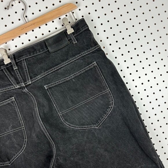 Girbaud Black Baggy 90s Jeans 44x34 Cargo Stash Skate Punk Wide Leg Grunge READ - Picture 5 of 8